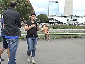 ash-blonde Czech nubile demonstrating her super-steamy body nude in public
