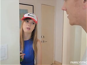 Dolly Leigh jumps on her step brothers jizz-shotgun